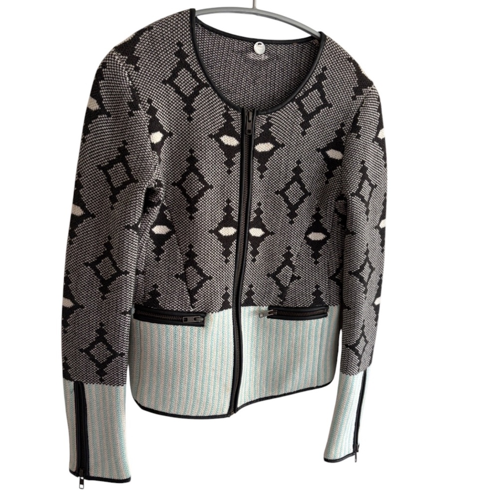 Margaret O'Leary Patterned Full Zip Knit Cardigan